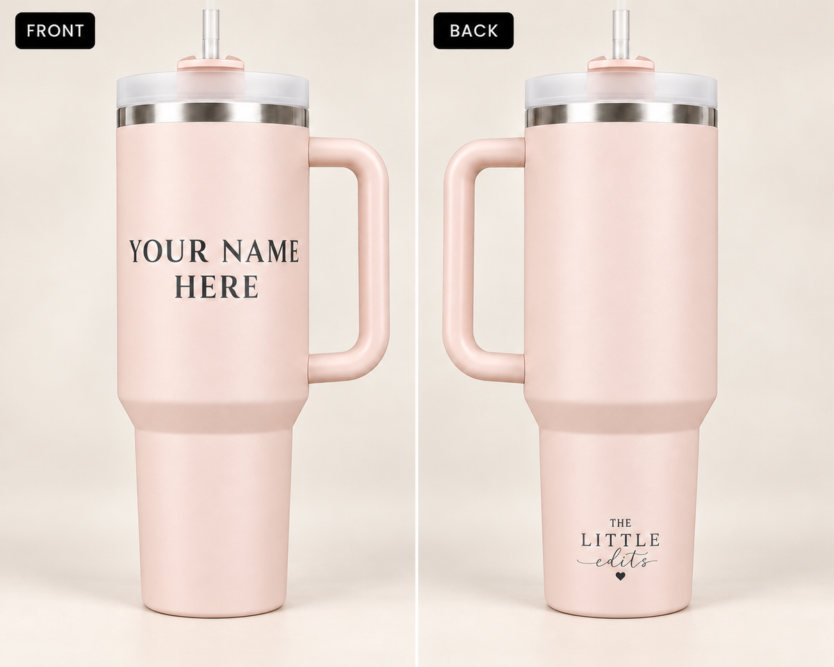 Personalized 40 oz Tumbler with Handle & Straw