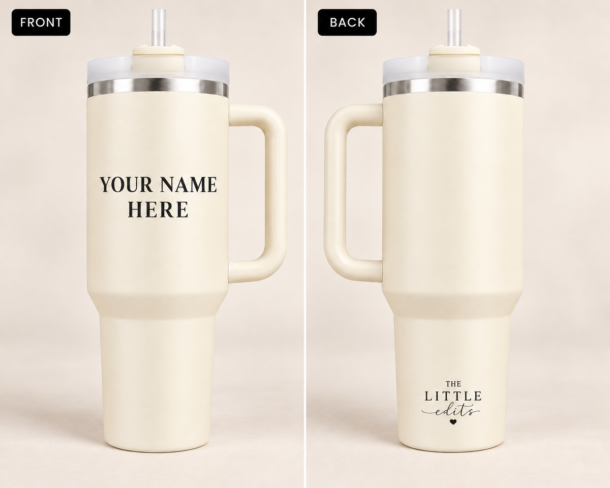 Personalized 40 oz Tumbler with Handle & Straw