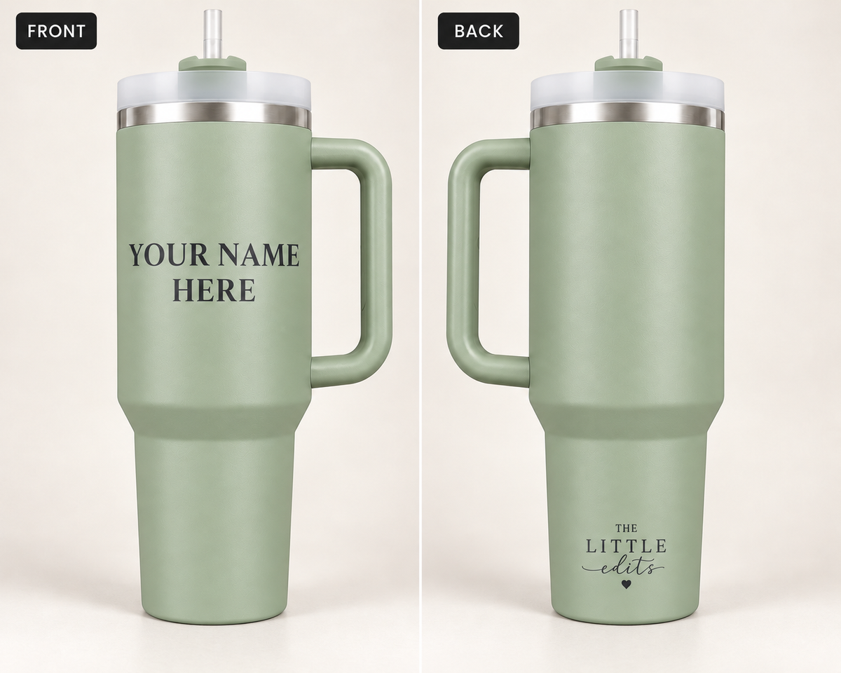 Personalized 40 oz Tumbler with Handle & Straw